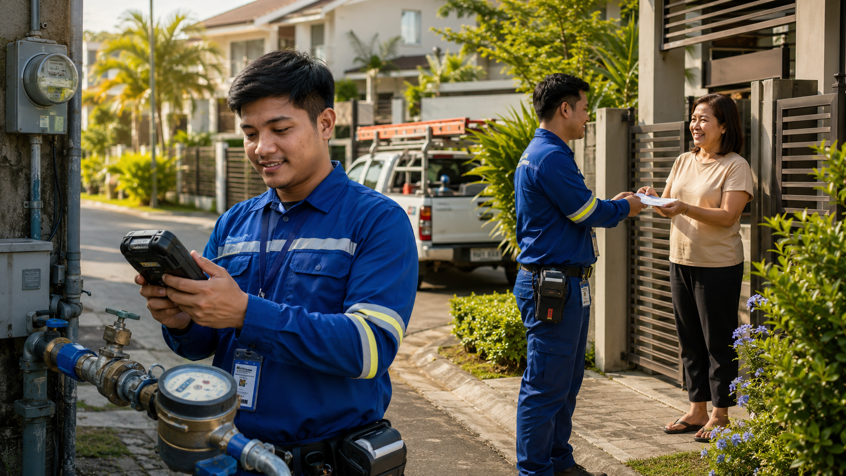 USI field technician conducting meter reading and spot billing for an electric cooperative in the Philippines